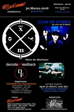 CLAN OF XYMOX / DECODED FEEDBACK - OFICIAL SHOW BRASIL 2016 (POSTER)