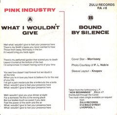 Pink Industry - What I Wouldn´t Give 7" (VINIL) - comprar online