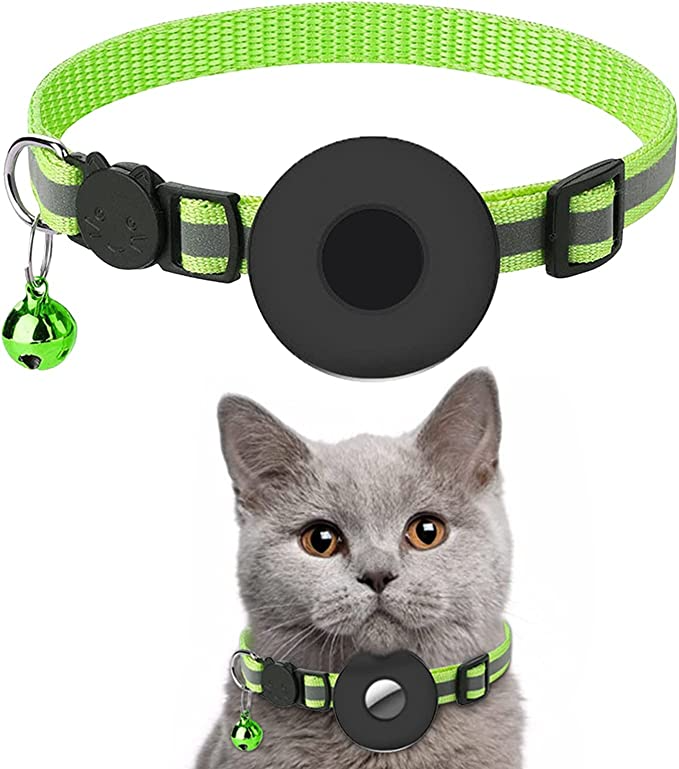 Collar Reflectante para Gato porta AirTag Verde - 5LD