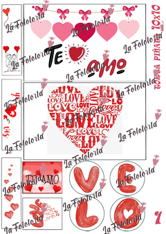 Transfer para torta piñata 10x10 cm numero 1 San Valentín, Día de los Enamorados, Love , Amor