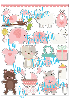 Plancha de stickers Baby rosa