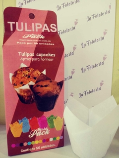 Tulipas para Cupcakes x 10 unidades Blanca