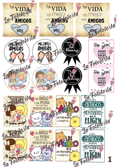 Plancha stickers para decorar cajas Dia del amigo 1