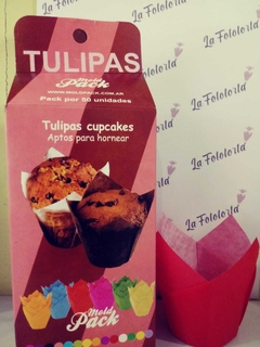 Tulipas para Cupcakes x 10 unidades Rojo