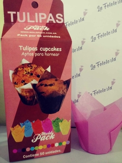 Tulipas para Cupcakes x 10 unidades Rosa