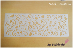 STENCIL ARABESCOS Y CORAZONES 15X40 CM (COD SL14)