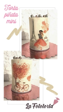 Transfer para torta piñata mini Paris rojo (molde 10*14) - La Fototorta