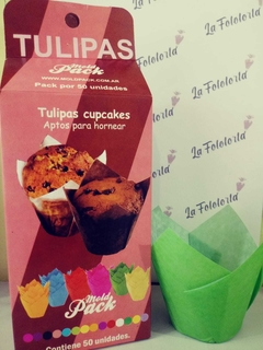 Tulipas para Cupcakes x 10 unidades Verde