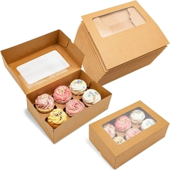 Caja para 6 cupcakes con visor blanca o kraft (según stock) - comprar online