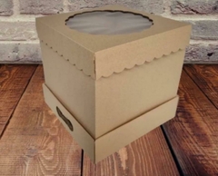 Caja para tortas altas con base kraft, laterales y tapa de kraft 25*25*32 - comprar online