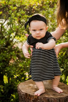 Vestido baby listrado com pala lisa tal filha