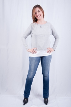 blusa de amamentação decote redondo dupla manga longa com botões - loja online