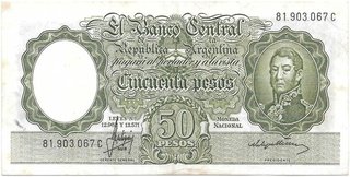 BILLETE DE 50 PESOS MONEDA NACIONAL, AÑO 1966