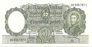BILLETE DE 50 PESOS MONEDA NACIONAL, AÑO 1967