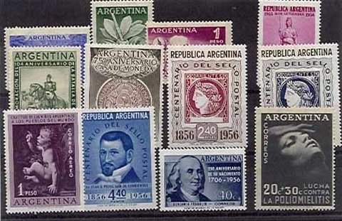 AÑO COMPLETO DE 1956 (12 SELLOS + 1 BLOQUE)