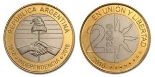 Moneda de 2 Pesos del Bicentenario de la Declaración de la Independencia Argentina