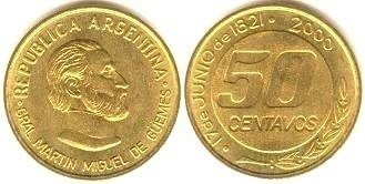 MONEDA DE 50 CENTAVOS "Gral. Martín Miguel de Güemes "