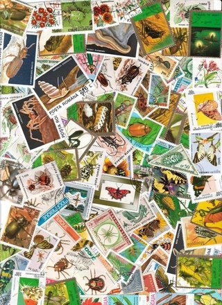 Colección Universal de 100 estampillas del tema INSECTOS