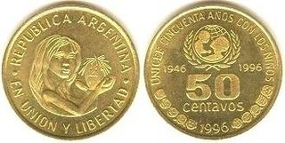 MONEDA DE 50 CENTAVOS "50 Aniversario UNICEF "