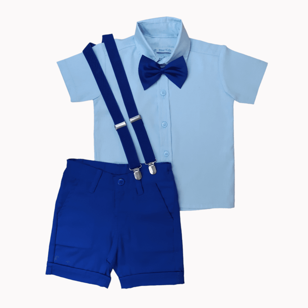 conjunto masculino roupa social infantil camisa social azul bebe