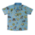 Camisa social infantil azul com estampa de bichinhos do bosque 