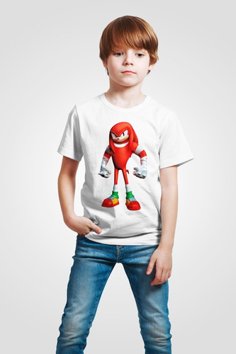 Camiseta Knuckles Sonic Fantasia infantil Sonic Vermelho