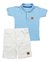 Conjunto Roupa Camisa Polo Infantil Azul Bebê