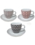 CONJUNTO 6 XÍCARAS PARA CAFÉ ITALY CINZA E ROSA - 100ML