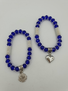 Pulsera azul de cristales, brillantes y dije - tienda online