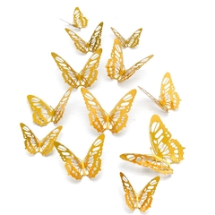 Mariposas 3D Color Dorado x6