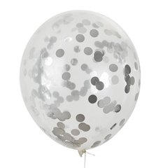 GLOBOS CRISTAL CON CONFETTI PLATEADO x5