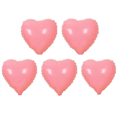 PACK x5 GLOBOS CORAZÓN ROSA PASTEL 45cm