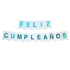 CARTEL FELIZ CUMPLEAÑOS CELESTE CON LETRAS AZULES