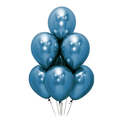 GLOBOS CROMADOS COLOR AZUL x5 - comprar online