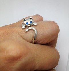 Anillo de plata gato: cuerpo de gatito; Joyas para Fans; Hecho a mano; Envío Gratis; Argentina