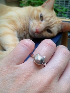 Anillo gato: geométrico facetado; Colocado; Joyas para Fans; Hecho a mano; Envío Gratis; Argentina