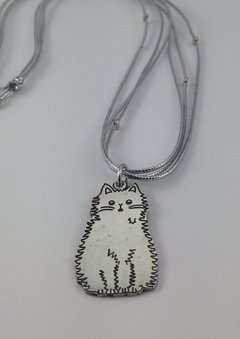 Collar de plata gato: igualito al tuyo ejemplo 2; Joyas para Fans; Hecho a mano; Envío Gratis; Argentia