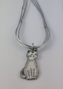 Collar de plata gato: igualito al tuyo ejemplo 4; Joyas para Fans; Hecho a mano; Envío Gratis; Argentin