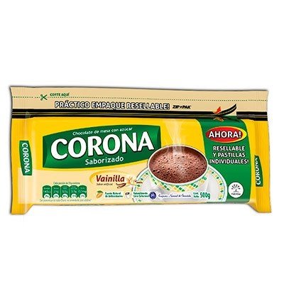 CHOCOLATE CORONA SABOR A VAINILLA X 500 gr COD 93145