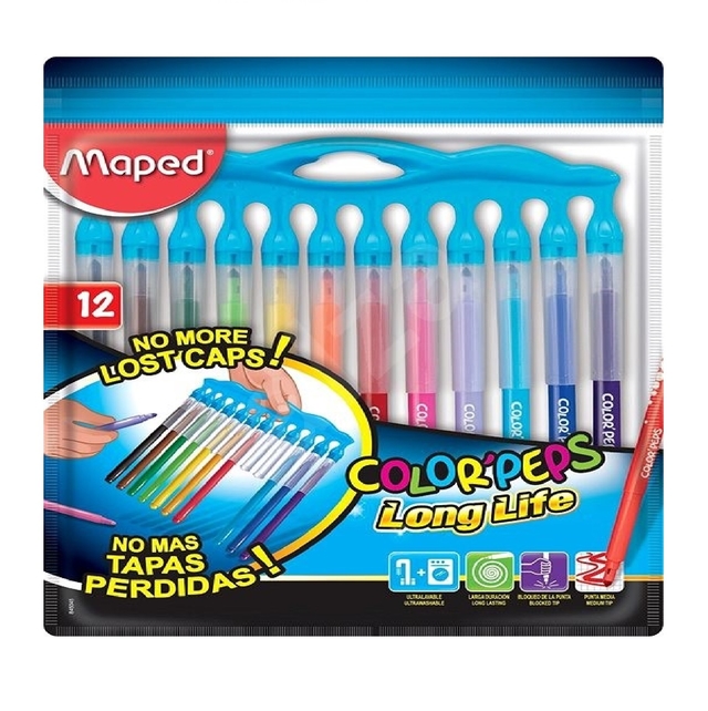 PLUMONES MAPED COLOR PEPS X 12 UND LONG LIFE