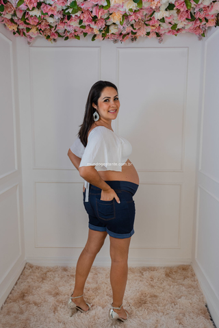 Shorts gestante jeans bengaline - Mundo Gestante | Roupas para Grávidas