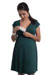 Vestido gestante drapeado amamentação verde - comprar online