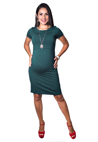 Vestido gestante top amamentação verde - comprar online