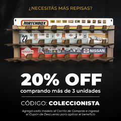 Repisa para 4 Autos 1:43 / 1:32 - Matchbox - Renovo Colgables