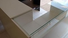 Balcão em L com vidro superior MDF branco - Ref 12369 - loja online