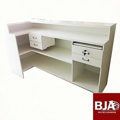 Balcão em L caixa MDF branco com gavetas - Ref 14785