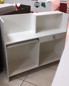 Balcão caixa MDF branco c/ recuo cód.pqt