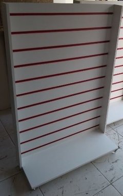 Gondola c/ rodízios mdf Branco filete vermelho.cód MRV1