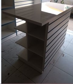 Balcão Ilha Gôndola canaletado MDF Branco .cód Ilha2