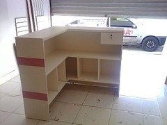 Balcão em L MDF branco com colmeia Ref: 257 - loja online